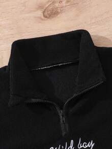 SHEIN Setelan 2 Potong Sweatshirt dan Celana Olahraga Kasual Musim Gugur/Dingin untuk Anak Laki-Laki - Hitam - View 5