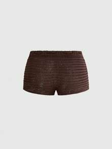 ROMWE Fairycore Cute Ladybug Print Shorts, Women Knit Pants, Spring/Summer - Brown - View 2