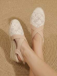 Styleloop Sepatu Wedges & Platform Wanita, Gaya Bohemian, Liburan Pantai, Nuansa Barat, Pakaian Musim Panas, Perlengkapan Perjalanan - Baby Pink - View 10