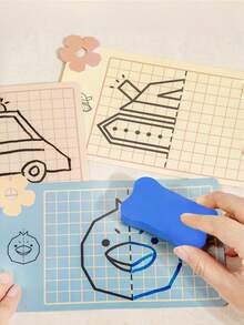 MINKOJA Kids Symmetrical Drawing Flash Cards, 24 Double-Sided Reusable Erasable Grid Drawing Boards, Toddler Pen Control Training Toy, Spatial Cognition Educational Montessori Game Gift For Boys Girls Age 3+ - Multicolor - View 8
