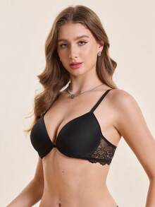 Hourtrue 3pcs Women's Lace Trim Underwire Bra - Multicolor - View 4