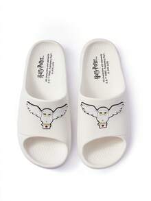 HARRY POTTER X SHEIN Fashionable Cute Cartoon WHITE Slip-On Slippers Non-Slip Quick-Drying Shower Slide, Lightweight And Durable EVA Material, In The House, - White - View 4