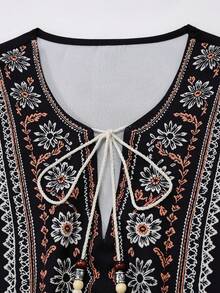 SHEIN Women's Summer Casual Boho Floral Print Tank Top Vacation Black Floral - Black - View 6