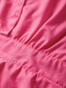 Rometta French Elegant Solid Color V-Neck Long Sleeve A-Line Dress - Hot Pink - View 8