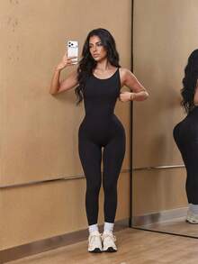 Slayform Women's Black Seamless Sports Jumpsuit - Black - View 7