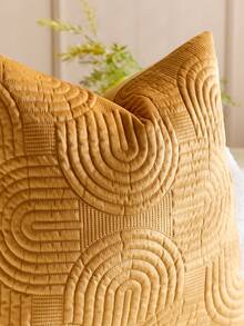 Veyra Day 1pc/2pcs All Season Velvet Quilted Geometric Pillow Covers, Modern Abstract Arch Pattern Cushion Cases For Sofa, Fit For Various Home Styles, No Insert - Buff Yellow - View 10
