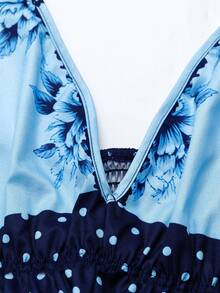 Sweetra Bohemian Style Printed Beach Slip Dress - Blue - View 6