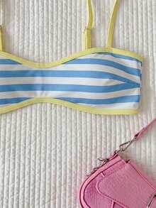 Elavelle Women's Spring/Summer Random Print Spaghetti Strap Bikini Top - Multicolor - View 6