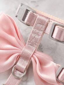 PETSIN 1PC Must-Have Cute Shiny Big Bow Cat Harness Leash Set Soft Nylon Webbing I-Shaped Cat Harness Escape-Proof No Choke Adjustable Cat Walking Leash Comfortable Breathable Pet Harness With Glossy Satin Bow Decor Hands-Free Cat Traction Rope Anti-Escape - Multicolor - View 9