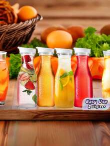 2入 1L/32oz 透明塑膠水壺，附翻蓋蓋，適用冰茶、果汁、檸檬水、牛奶、冷萃咖啡，冰箱果汁容器，僅限手洗 - 彩色 - 查看 2