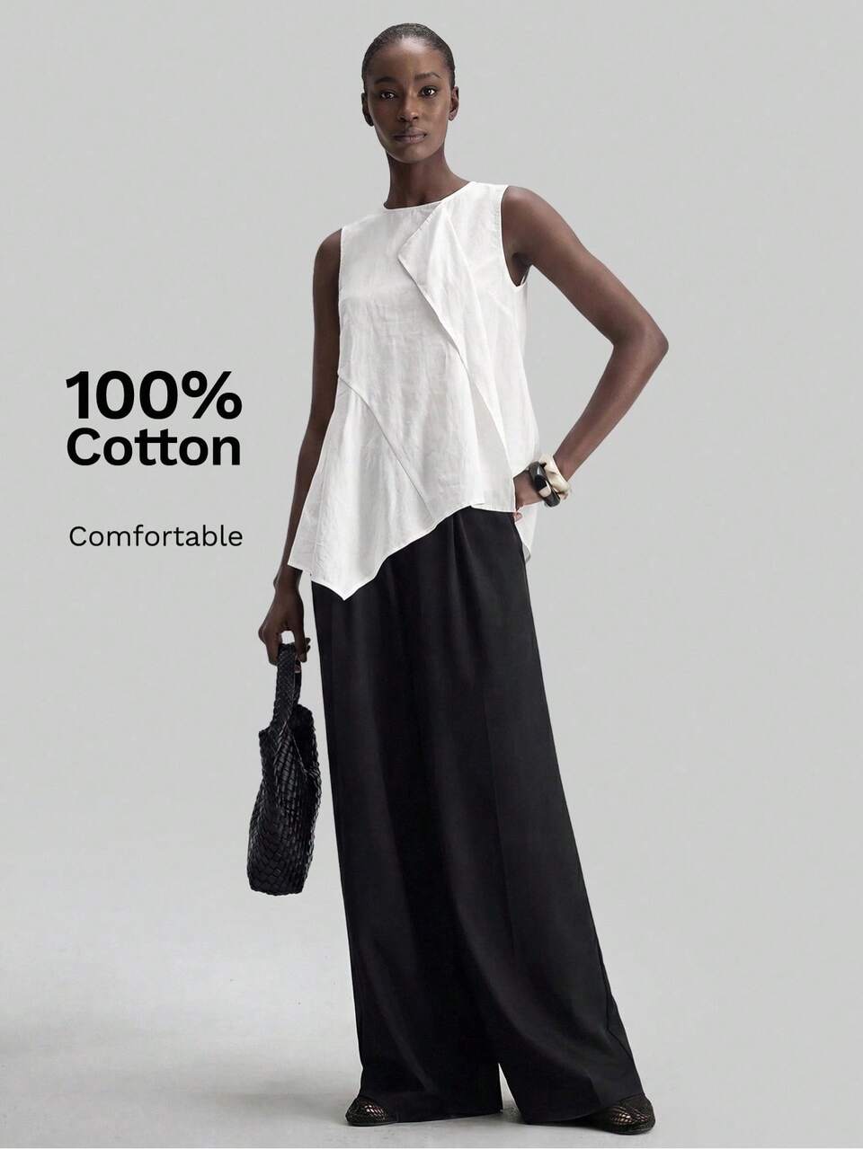 Women's Comfortable White Top With Irregular Design All-Season Bohemian Style Vacation Outfits Seaside Women's Clothing Modern Urban Business Casual