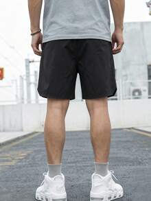 Gym Rark 男士幾何印花抽繩腰戶外運動短褲，健身、度假 - 黑色 - 查看 2