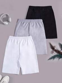 EURMUSE Men 3pcs Pack Drawstring Label Detailed Regular Shorts - Multicolor - View 2