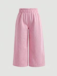 SHEIN 3pcs Dark Blue, Medium Blue, Light Blue Loose Denim Long Pants For Girls - Multicolor - View 5