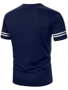 Calvornis Herren T-Shirt in Große Größen mit Farbblock-Patchwork und kurzen Ärmeln - Verschiedenfarbig - Übersicht 2