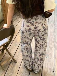 DAZY 女款拼接日系街頭風寬鬆寬腿休閒牛仔褲 夏季可愛上衣 - 彩色 - 查看 2
