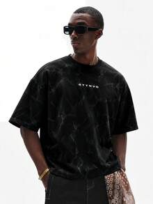 STYNVO Kaos Lengan Pendek Kasual Musim Panas Pria, Motif Cetak, Liburan - Hitam - View 2