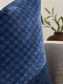 Cirelle 1/2 個 45*45cm 格紋雪尼爾抱枕套，不含內芯，四季通用柔軟提花靠墊套，拉鍊設計，適用於沙發臥室的通用家居裝飾 - 藍色 - 查看 5