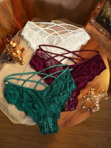 Divavoom Plus Size Lace Panties 3-Pack - Multicolor - View 1
