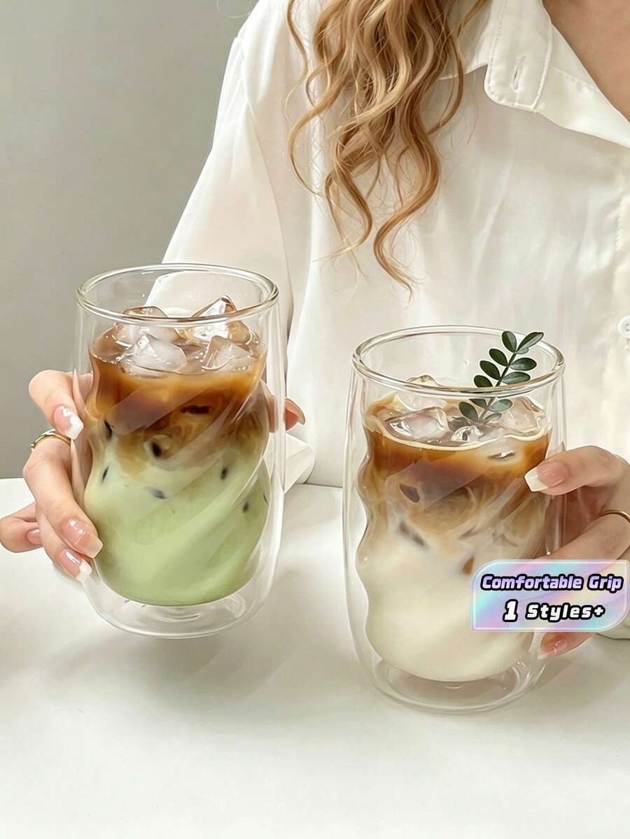 1PC 2pcs 4pcs Double Wall Insulated Glass Cup,Clear Dirty Cup, Creative American Coffee Mug, Home Tea Cup, Latte Glass - Clear - View 1