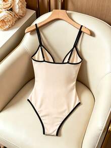 Franclia Knitted High Elasticity Camisole Slim Fit Women's Bodysuit - Multicolor - View 3
