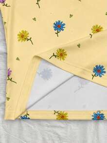 Franclia 女款彩色刺繡花卉圓領休閒日常百搭無袖背心上衣 - 淡黃色 - 查看 4