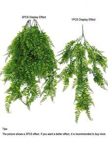 1/3Pcs Large 80cm Realistic Fake Hanging Fern, Lifelike Artificial Greenery Vine, Fade-Resistant No Electricity, For Wedding Birthday Garden Indoor Outdoor Decor, Table Centerpiece Wreath Backdrop - Green - View 8