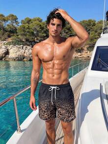 Manfinity Swimmode Men's Summer Beach Comfortable Breathable Drawstring Leopard Print Colorblock Beach Shorts Holiday / Vacation / Beach / Hawaii / Tropical / Swim /  Ba - Multicolor - View 7