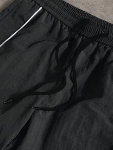 Sport MetroGents Men's Letter Print Drawstring Adjustable Hem Sports Long Pants - Black - View 4