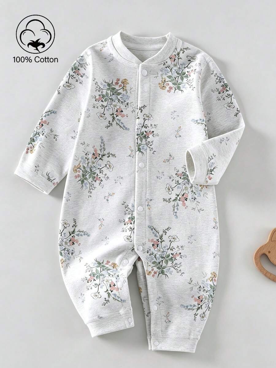 SHEIN Vintaside Kids 女嬰森系連身褲 100%純棉 新生兒連身褲 全季節適用