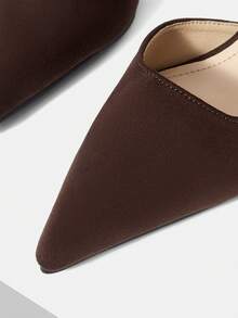 Mnmlis Spring And Summer Simple Buckle Pointed Toe Thin Heel Commuter Suede Slingback High Heel Sandals Workplace Dating Fall Shoes - Brown flannel - View 4