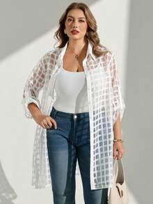 Chikora Plus Size Plaid Single-Breasted Casual Versatile Everyday Outing Shirt - Multicolor - View 5