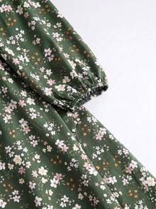 Al Najma Women's Floral Long Sleeve Ruffle Hem Elegant Arabian Dress - Multicolor - View 10