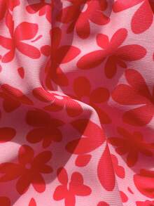 Swim Mod Conjunto de Bikini de Dos Piezas con Nudo Fruncido Delantero y Estampado Floral Pequeño Estilo Vacaciones de Verano en la Playa para Mujer - Multicolor - Ver 5