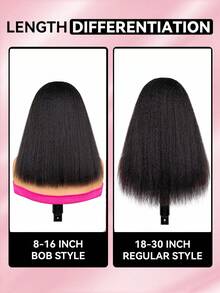 Wear & Go 7x5 无胶直发假发，Yaki 直发，预拔毛漂白发结，预剪透明蕾丝封顶，180% 密度，中长款 - SNatural - 查看 11