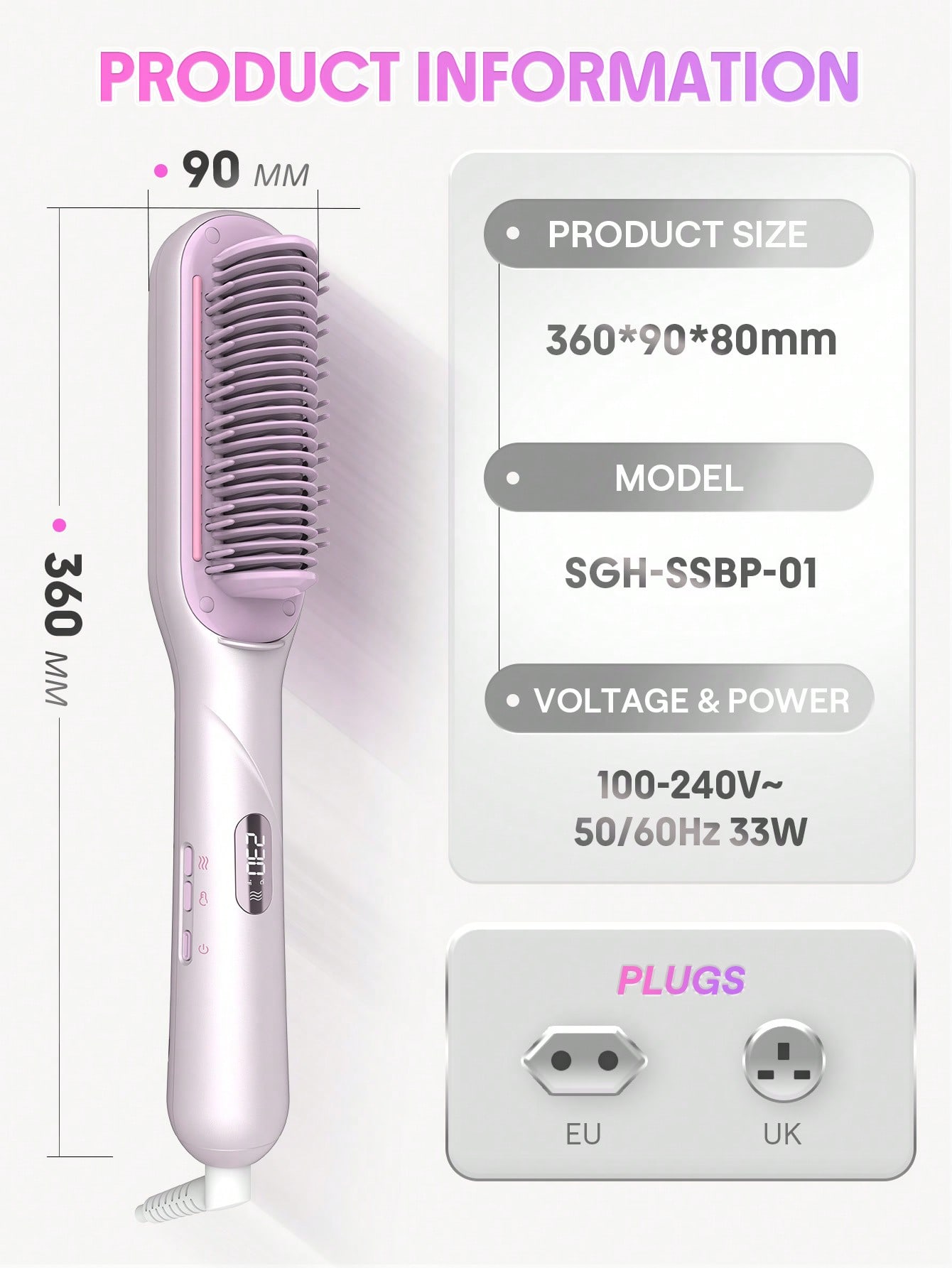 Hydra Shot Steam Straightening Brush Pro-EU Plug 9