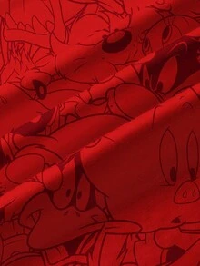 LOONEY TUNES X SHEIN 青少年男孩卡通图案圆领短袖 T 恤 - 白色 - 查看 5
