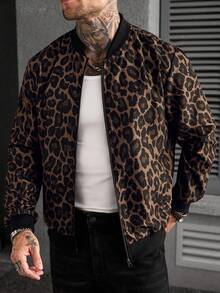Manfinity CasualCool Men's Plus Size Leopard Print Jacket - Multicolor - View 5