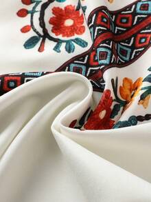 SHEIN LUNE Women's Vacation Casual Boho Floral Print Shirt White Summer - Multicolor - View 6