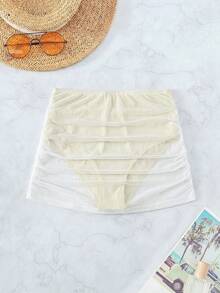 Swim Vcay 女款素色抓皺海灘度假泳裝下身裙 - 白色 - 查看 2