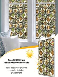 Volume 1: Colorful Glass Window Privacy Film; 3D Rainbow Bohemian Style Glass Sticker; Softening Light & UV Protection Adhesive Film – Suitable For Bathroom Shower Doors In Homes - Multicolor - View 5