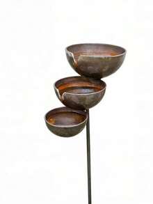 1PC Vintage Iron Rain Collector Bird Feeder Bee Waterer Rustic Natural Finish Hummingbird Bird Insect Garden Water Feature Patio Birdbath Outdoor Spring Summer Decor Gift Bird Lovers Housewarming Must Haves - 3-story Sloping - View 5