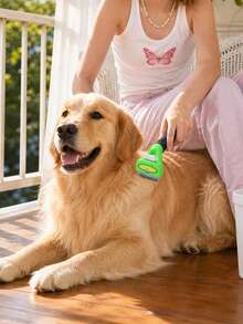 PETSIN 1Pc Pet Grooming Deshedding Brush For Dogs & Cats, One-Click Release Undercoat Shedding Comb, Professional Grooming Tool For Short & Long Hair, Effective Fur Remover Brush For Small Large Pets, Ergonomic Handle Pet Hair Removal Tool - View 2