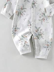 SHEIN Vintaside Kids 女嬰森系連身褲 100%純棉 新生兒連身褲 全季節適用 - 淺灰色 - 查看 5