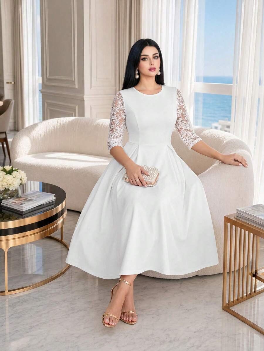 Auveirra Plus Size Valentine's Day Dress, Summer Outfit For Women - White - View 1