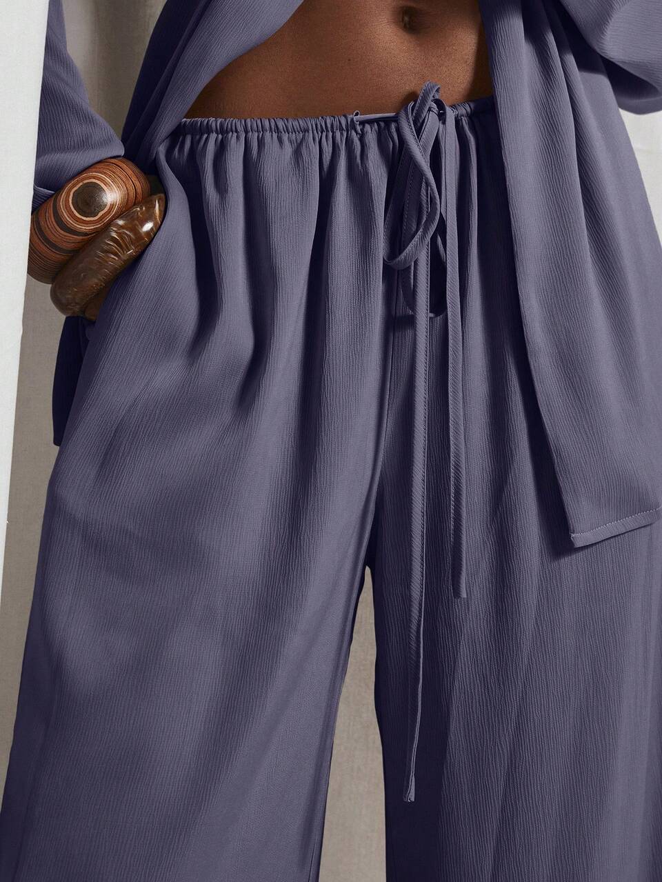 Tie Waist Flowy Wide Leg Satin Trouser Coord Trouser Only Cute Holiday Sexy Night Out Vacation Spring Summer Elegant Soleil Drape