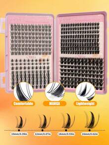400pcs D Curl Cluster False Eyelashes Set, Large Capacity DIY Individual Lashes 10-16mm, Lightweight Reusable Fluffy Eyelash Extensions For Beginners, Daily & Travel Makeup - Burnt Orange - View 2