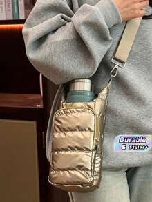 1pc Unisex Adjustable Strap Insulated Padded Water Bottle Holder Bag, Fashion Fluffy Water Bottle Sleeve With Multiple Pockets For Storing Water Bottle, Phone, Keys And More - Multicolor - View 1
