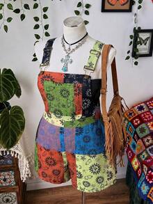 Sunspun Plus Size Women's Summer Bohemian Multi-Color Overalls - Multicolor - View 6