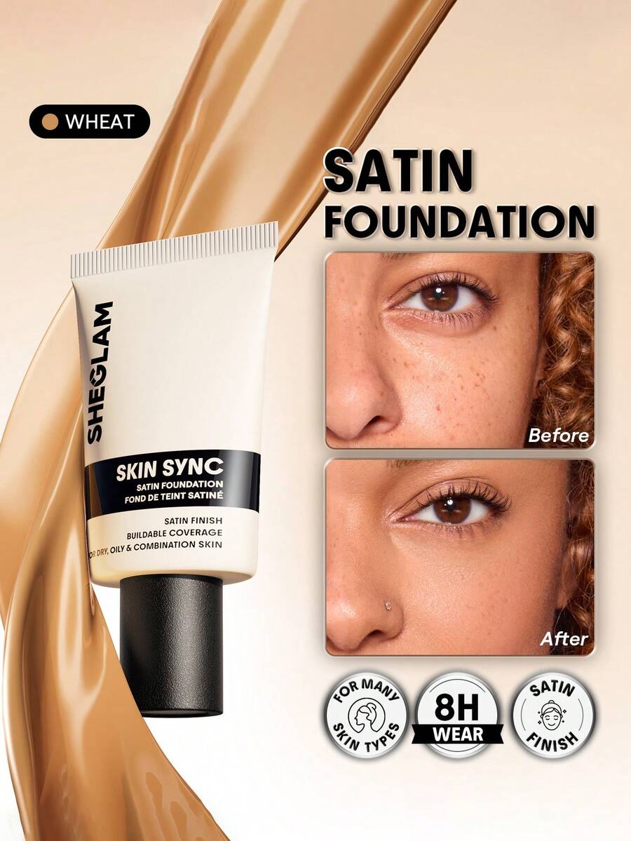 SHEGLAM Skin Sync Satin 粉底液-Wheat - Wheat - 查看 1